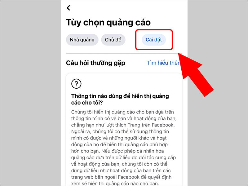 Cài đặt quảng cáo Facebook